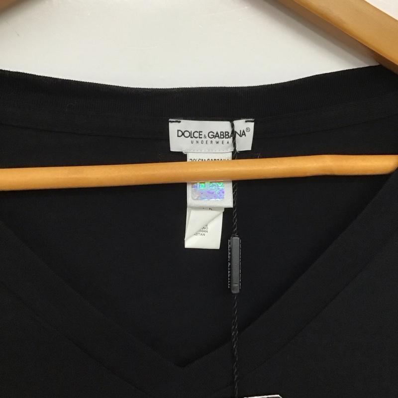 ドルチェアンドガッバーナ DOLCE&GABBANA Tシャツ 半袖 半袖カットソー プリントTシャツ Vネックカットソー XL 無地 黒 / ブラック /  メンズ USED 古着 中古 10148251
