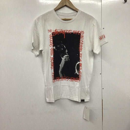 ステューシー STUSSY Tシャツ 半袖 半袖カットソー プリントTシャツ クルーネックカットソー schott M プリント 白 / ホワイト /  メンズ USED 古着 中古 10141374