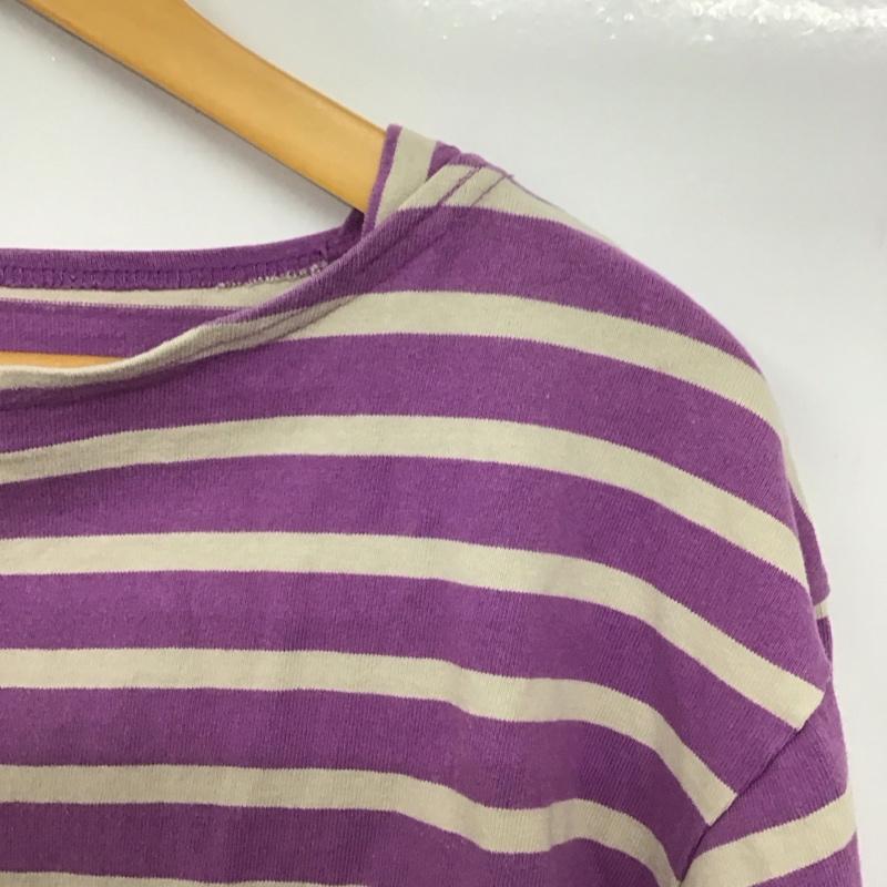 フリークスストア FREAK S STORE カットソー 七分袖 FREE ボーダー柄 白 / ホワイト / X 紫 / パープル /  レディース USED 古着 中古 10142894