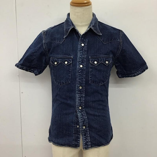 フラットヘッド The Flat Head シャツ、ブラウス 半袖 半袖シャツ デニムシャツ カジュアルシャツ 40 ロゴ、文字 インディゴ / インディゴ /  メンズ USED 古着 中古 10114188