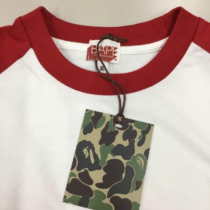ベイプ BAPE カットソー 長袖 長袖カットソー クルーネックカットソー ロングスリーブカットソー プリントTシャツ XL ロゴ、文字 白 / ホワイト /  メンズ USED 古着 中古 10114093