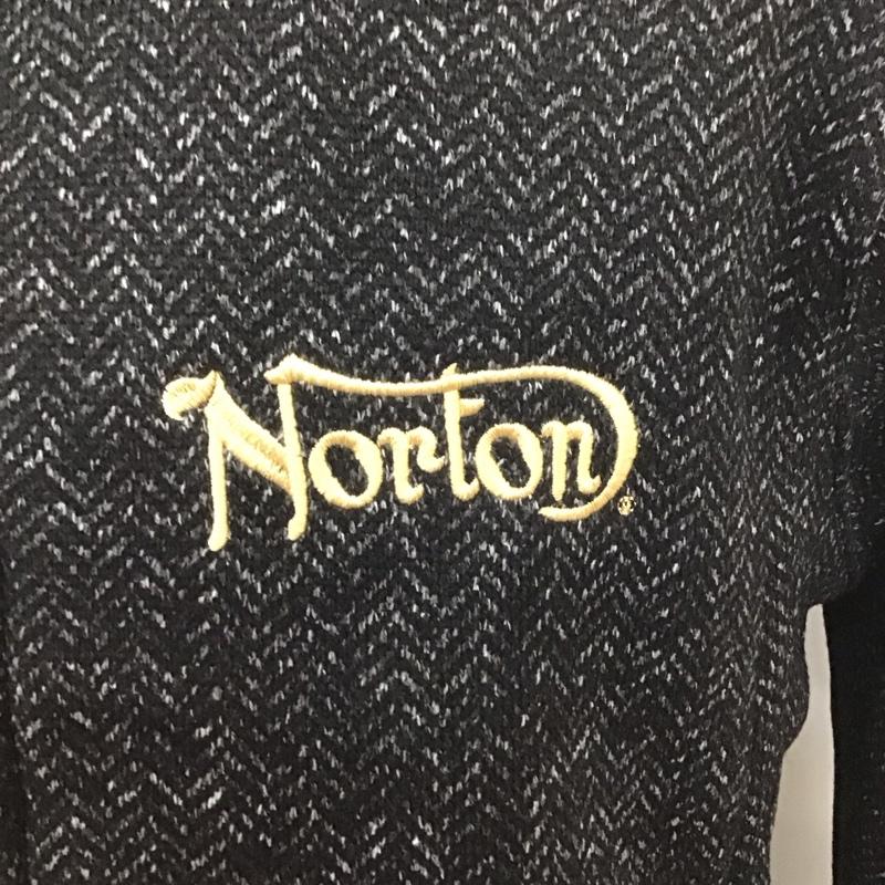 ノートン Norton ジャケット、上着 ジャンパー、ブルゾン 223N1308 ポリ杢ヘリンボーンボリュームネックジャケット バイカージャケット アウター M ロゴ、文字 灰 / グレー /  メンズ USED 古着 中古 10106788