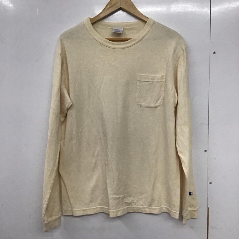 チャンピオン Champion カットソー 長袖 長袖カットソー 無地カットソー クルーネック M ロゴ、文字 オフホワイト / オフホワイト /  メンズ USED 古着 中古 10132676