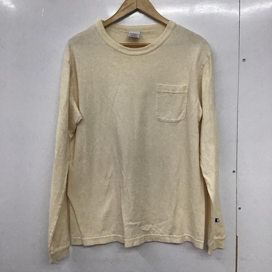チャンピオン Champion カットソー 長袖 長袖カットソー 無地カットソー クルーネック M ロゴ、文字 オフホワイト / オフホワイト /  メンズ USED 古着 中古 10132676