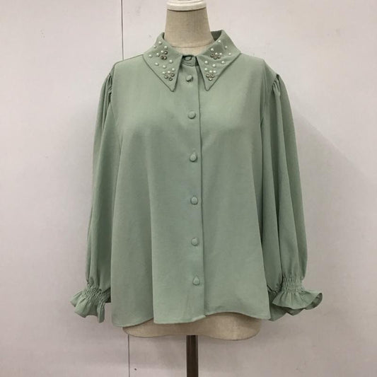 ザラ ZARA シャツ、ブラウス 長袖 1971 068 982 襟ビシュー M 無地 薄緑 / ライトグリーン /  レディース USED 古着 中古 10112339