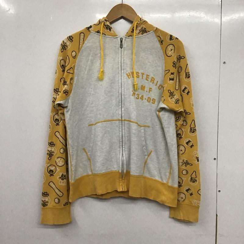 ヒステリックグラマー HYSTERIC GLAMOUR パーカー 長袖 フーディ ジップパーカー FREE ロゴ、文字 X プリント 黄 / イエロー /  レディース USED 古着 中古 10138096