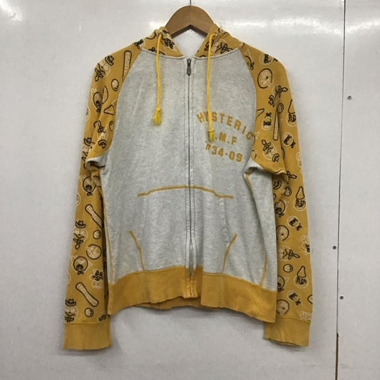 ヒステリックグラマー HYSTERIC GLAMOUR パーカー 長袖 フーディ ジップパーカー FREE ロゴ、文字 X プリント 黄 / イエロー /  レディース USED 古着 中古 10138096