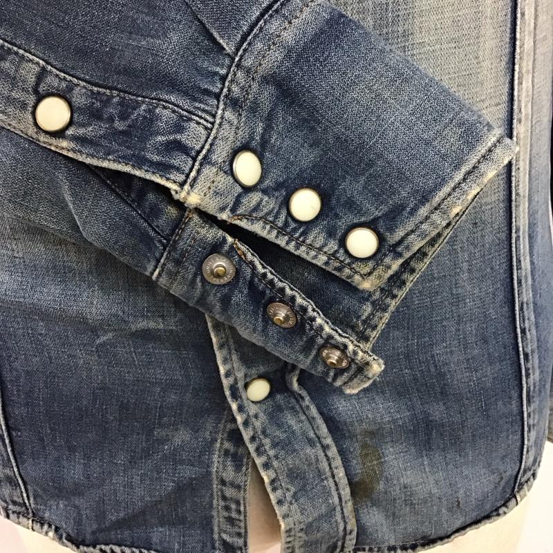 エーケーエム AKM シャツ、ブラウス 長袖 長袖デニムシャツ 長袖シャツ カジュアルシャツ カラーシャツ S 無地 インディゴ / インディゴ /  メンズ USED 古着 中古 10114414