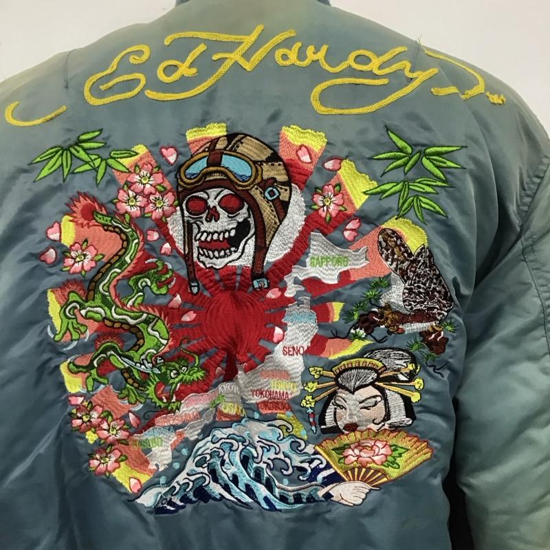 エドハーディー Ed Hardy ジャケット、上着 ジャンパー、ブルゾン XL 刺繍 水色 / ライトブルー /  メンズ USED 古着 中古 10123477