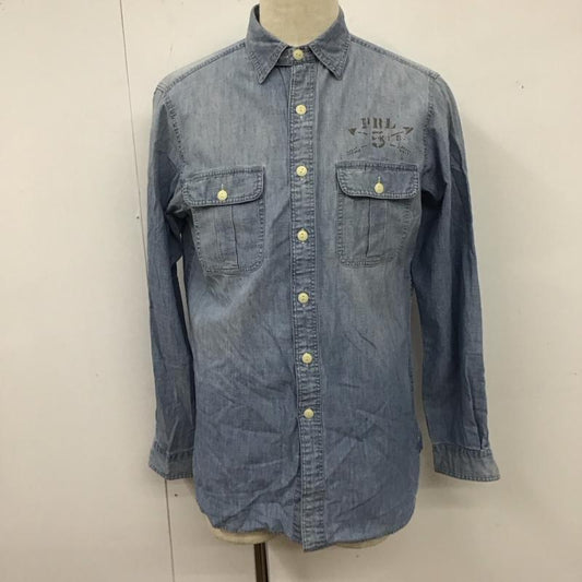 ポロラルフローレン POLO RALPH LAUREN シャツ、ブラウス 長袖 ワークシャツ デニムシャツ バックプリント M ロゴ、文字 青 / ブルー /  メンズ USED 古着 中古 10123671