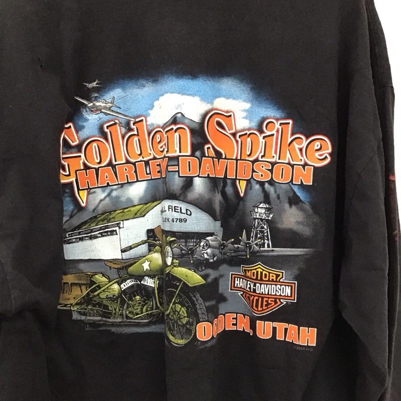ハーレーダビッドソン Harley-Davidson カットソー 長袖 長袖カットソー プリントカットソー クルーネック 2014 プリント ダークグレー / ダークグレー /  メンズ USED 古着 中古 10150876