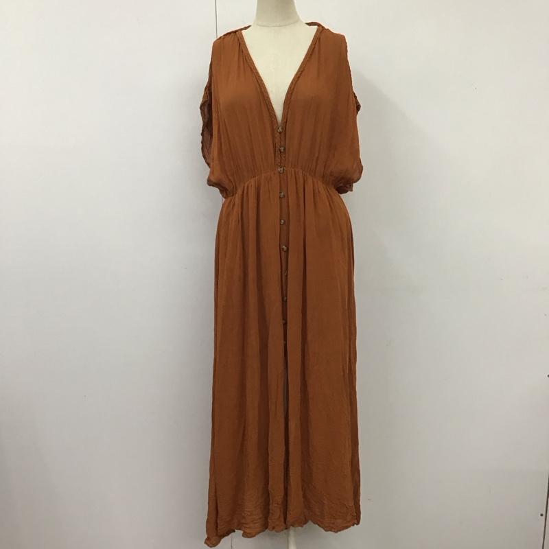 ザラ ZARA ワンピース ロングスカート 9878 222 732 Vネック S 無地 茶 / ブラウン /  レディース USED 古着 中古 10109491