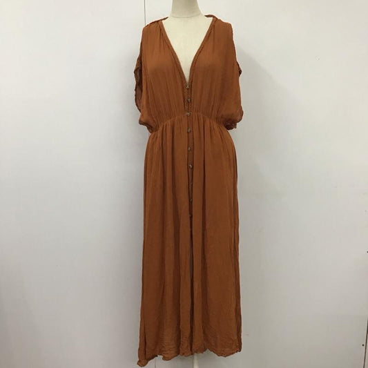 ザラ ZARA ワンピース ロングスカート 9878 222 732 Vネック S 無地 茶 / ブラウン /  レディース USED 古着 中古 10109491