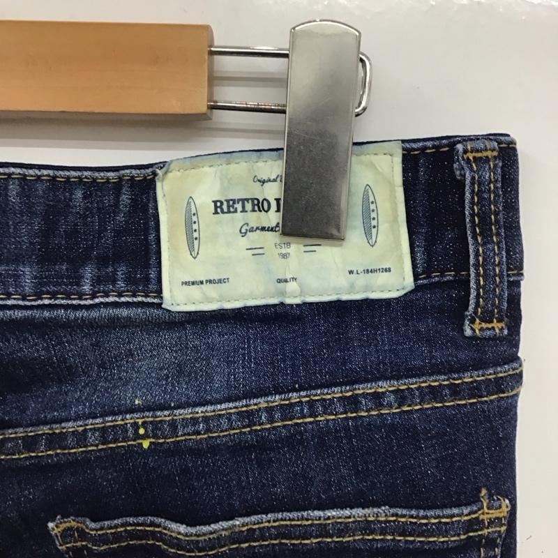 レトロエンジン Retro Engine パンツ デニム、ジーンズ デニムパンツ スリムパンツ カジュアルパンツ ストレッチパンツ L ダメージ加工 インディゴ / インディゴ /  メンズ USED 古着 中古 10150759