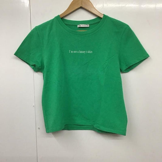 ザラ ZARA Tシャツ 半袖 M ロゴ、文字 X プリント 緑 / グリーン /  レディース USED 古着 中古 10130404
