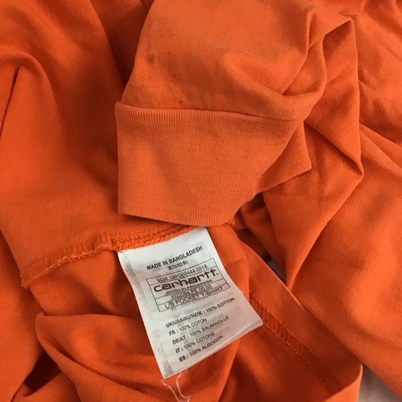 カーハート Carhartt カットソー 長袖 長袖カットソー クルーネックカットソー ロングスリーブカットソー プリントTシャツ XL ロゴ、文字 橙 / オレンジ /  メンズ USED 古着 中古 10112755