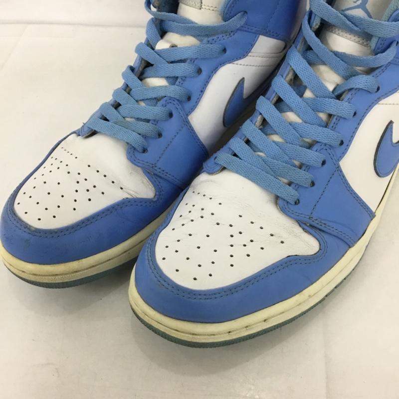 ナイキ NIKE スニーカー スニーカー 554724-106 AIR JORDAN 1 MID 28cm 28.0cm ロゴ、文字 白 / ホワイト / X 水色 / ライトブルー /  メンズ USED 古着 中古 10131646