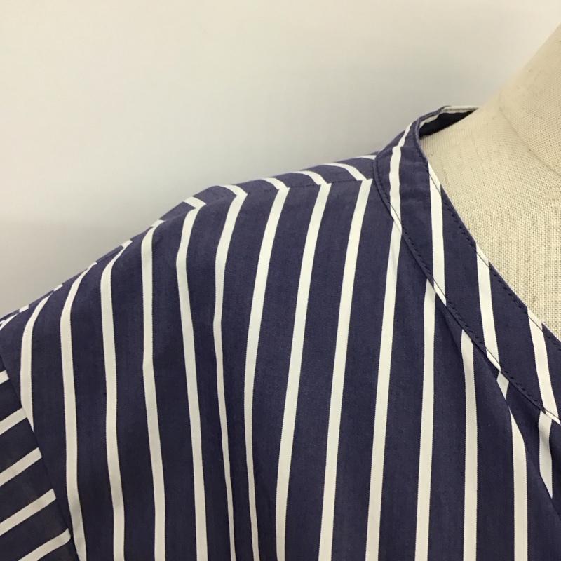 ノーリーズ NOLLEY S ワンピース ロングスカート 8-0035-3-07-004 フレンチスリーブ スキッパー 38 ストライプ 紺 / ネイビー / X 白 / ホワイト /  レディース USED 古着 中古 10115500