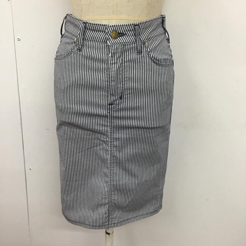 リー Lee スカート ひざ丈スカート LL0355 ペンシルスカート ストレッチ XS ストライプ 白 / ホワイト / X 紺 / ネイビー /  レディース USED 古着 中古 10112991
