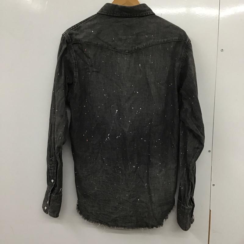 ベイフロー BAYFLOW シャツ、ブラウス 長袖 長袖シャツ 無地シャツ カラーシャツ デニムシャツ wrangler M ダメージ加工 黒 / ブラック /  メンズ USED 古着 中古 10132696