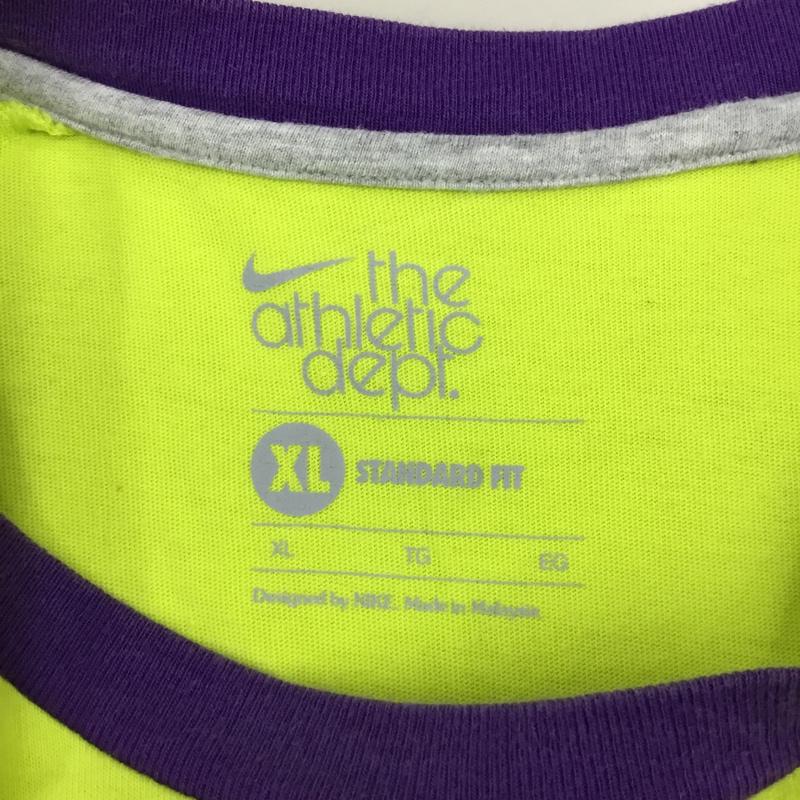 ナイキ NIKE Tシャツ 半袖 376233-358 クルーネック XL ロゴ、文字 薄緑 / ライトグリーン / X 紫 / パープル /  メンズ USED 古着 中古 10115518