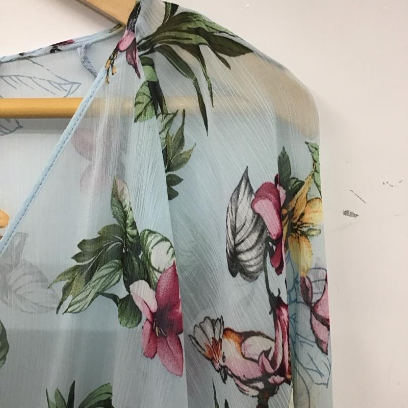 ザラ ZARA シャツ、ブラウス 長袖 XS 総柄 水色 / ライトブルー /  レディース USED 古着 中古 10136901