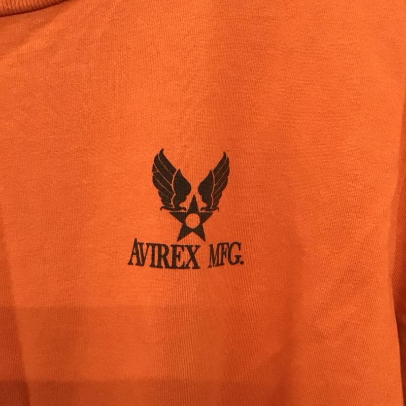 アヴィレックス AVIREX Tシャツ 半袖 半袖カットソー プリントTシャツ クルーネックカットソー XL ロゴ、文字 橙 / オレンジ /  メンズ USED 古着 中古 10150251