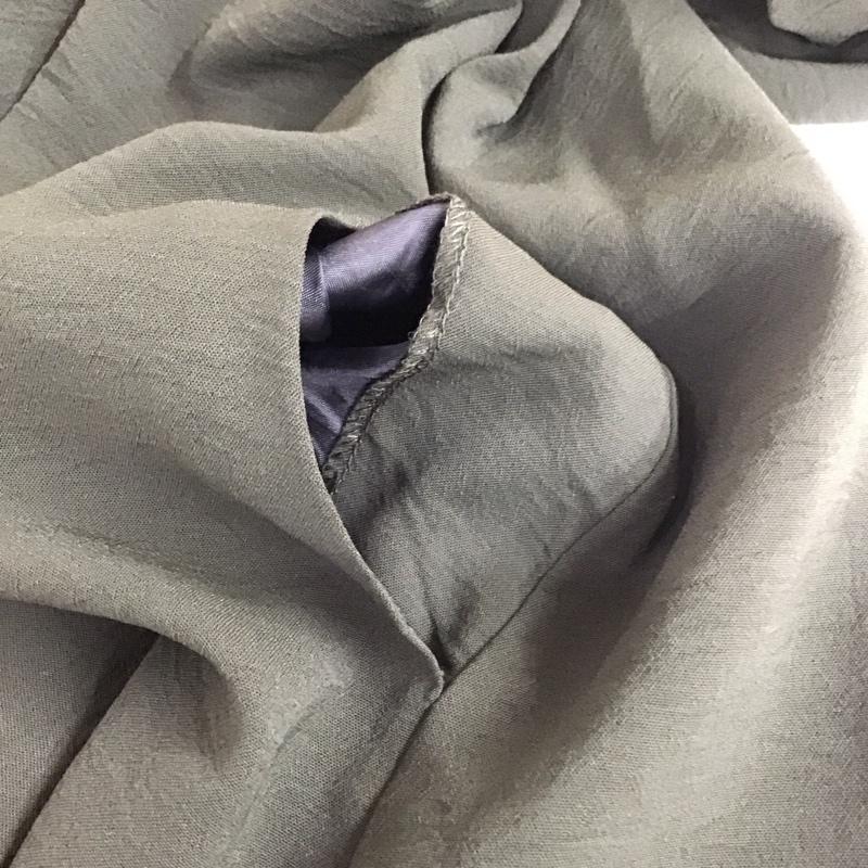 ザラ ZARA ワンピース ひざ丈スカート 0387 169 505 スタンドネック フリル 長袖 L 無地 カーキ / カーキ /  レディース USED 古着 中古 10109505