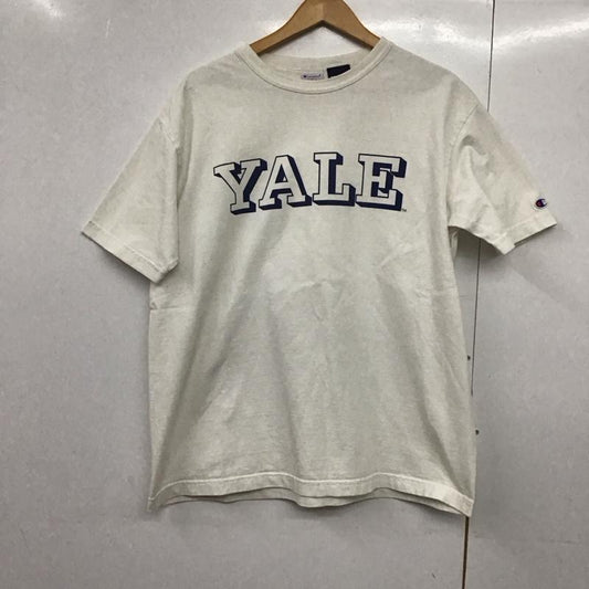 チャンピオン Champion Tシャツ 半袖 半袖カットソー プリントTシャツ クルーネックカットソー L ロゴ、文字 白 / ホワイト /  メンズ USED 古着 中古 10141731