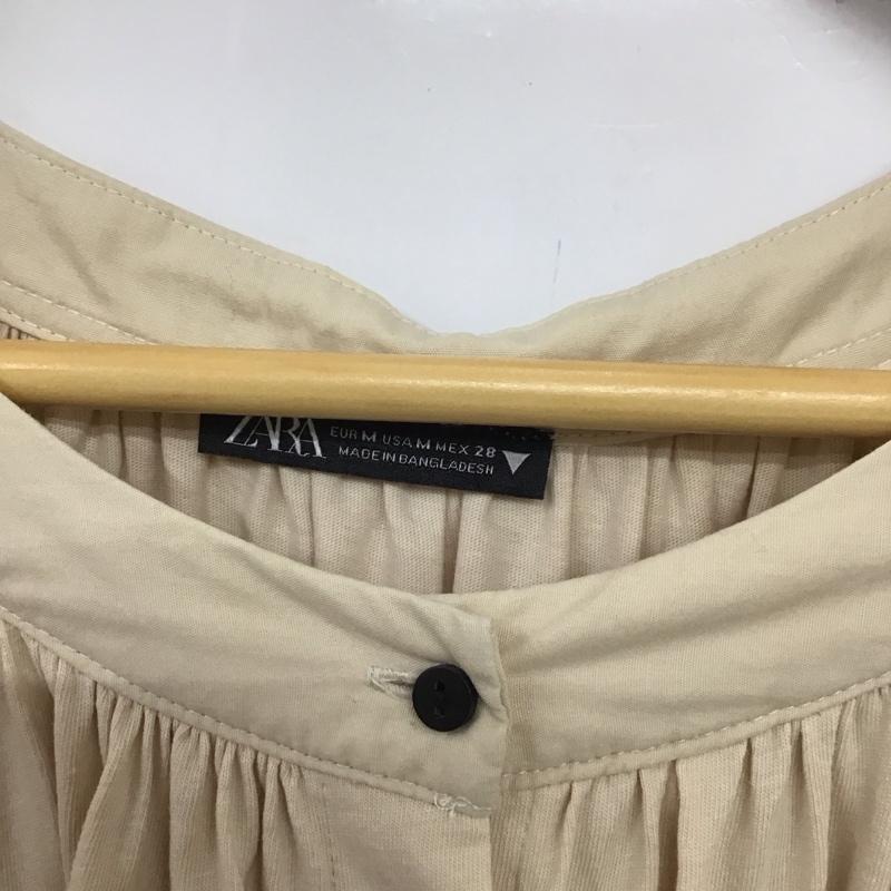 ザラ ZARA ワンピース ロングスカート 長袖シャツロングワンピース 前開 フレアスカート M 無地 ベージュ / ベージュ /  レディース USED 古着 中古 10135415