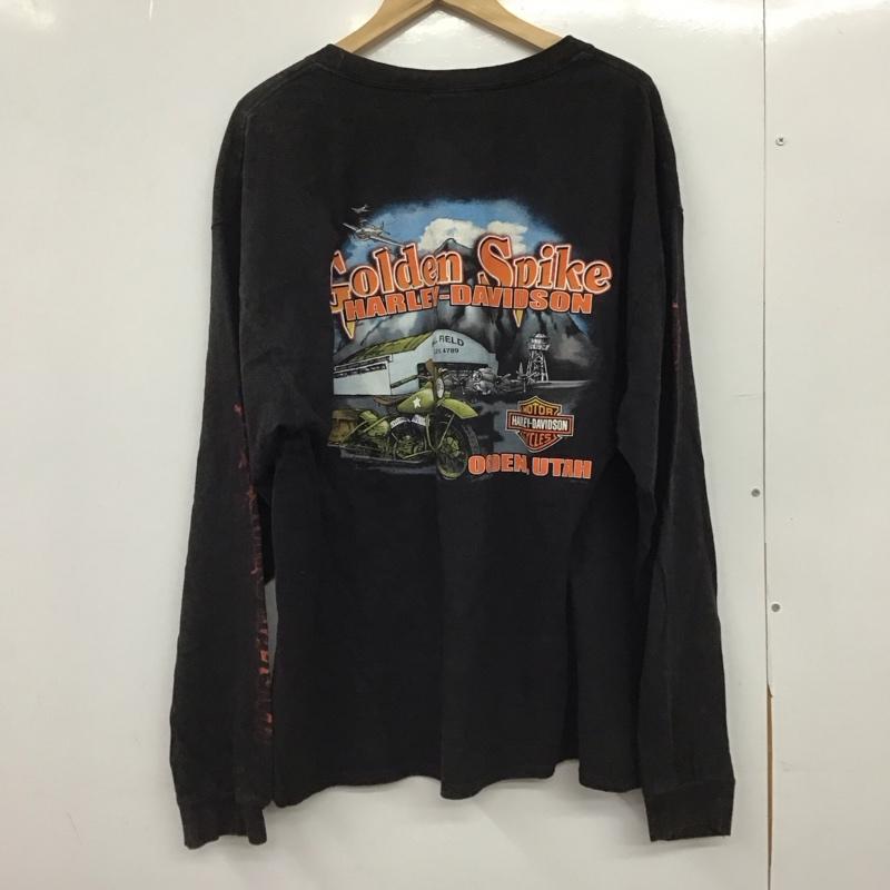 ハーレーダビッドソン Harley-Davidson カットソー 長袖 長袖カットソー プリントカットソー クルーネック 2014 プリント ダークグレー / ダークグレー /  メンズ USED 古着 中古 10150876