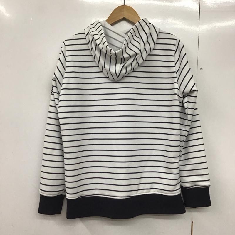 アディダス adidas パーカー 長袖 af8669 ジップアップパーカー ゴルフウェア ボーダー柄 白 / ホワイト / X 紺 / ネイビー /  レディース USED 古着 中古 10142390