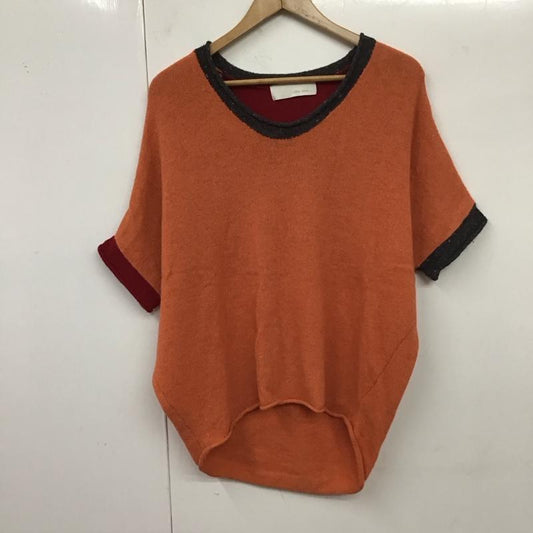 ニコアンド niko and... ニット、セーター 半袖 半袖ニットカットソー クルーネックカットソー 半袖セーター 無地 橙 / オレンジ /  レディース USED 古着 中古 10117920