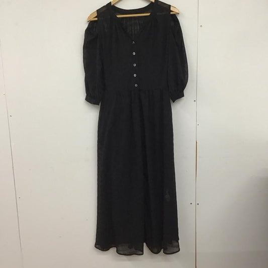 ラバンダ LAVANDA ワンピース ロングスカート 半袖ロングワンピース フレアスカート シャツワンピース FREE ボーダー柄 黒 / ブラック /  レディース USED 古着 中古 10147122