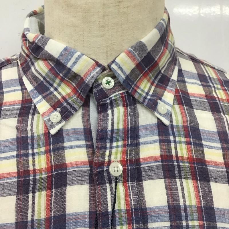 トミーヒルフィガー TOMMY HILFIGER シャツ、ブラウス 長袖 0887852408 ボタンダウン リネン タグ付き チェック M ワンポイント マルチカラー / マルチカラー /  メンズ USED 古着 中古 10112671