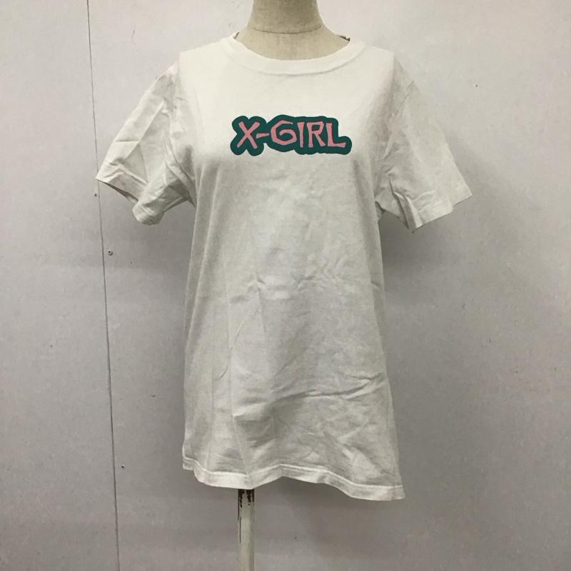 エックスガール X-girl Tシャツ 半袖 105208011002 クルーネック 2 ロゴ、文字 白 / ホワイト /  メンズ USED 古着 中古 10107066