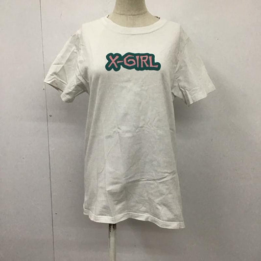エックスガール X-girl Tシャツ 半袖 105208011002 クルーネック 2 ロゴ、文字 白 / ホワイト /  メンズ USED 古着 中古 10107066