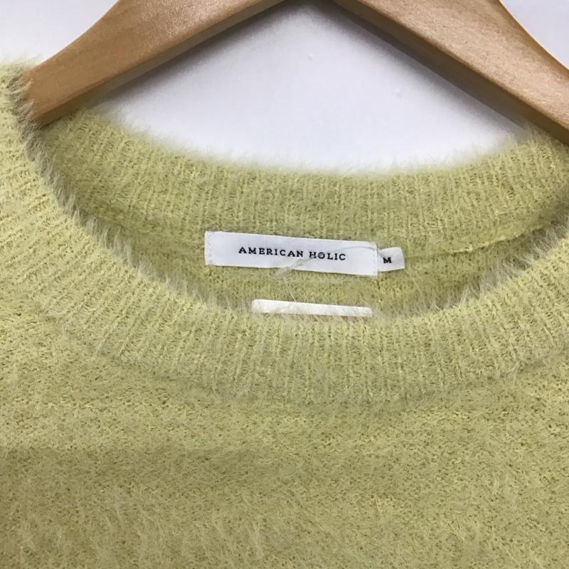 アメリカンホリック AMERICAN HOLIC ニット、セーター 長袖 長袖ニットカットソー クルーネック セーター L 無地 黄 / イエロー /  レディース USED 古着 中古 10143762