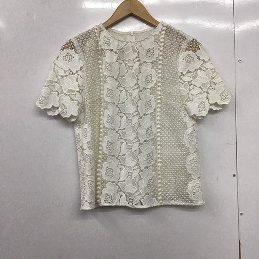ジルスチュアート JILLSTUART シャツ、ブラウス 半袖 092-8110018 ファビレースブラウス M 無地 白 / ホワイト /  レディース USED 古着 中古 10148897