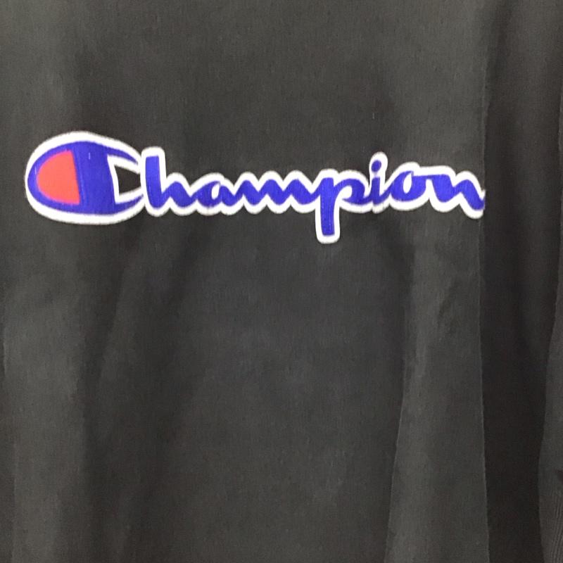 チャンピオン Champion トレーナー 長袖 長袖トレーナー スウェット クルーネック プルオーバー XL ロゴ、文字 黒 / ブラック /  メンズ USED 古着 中古 10142436
