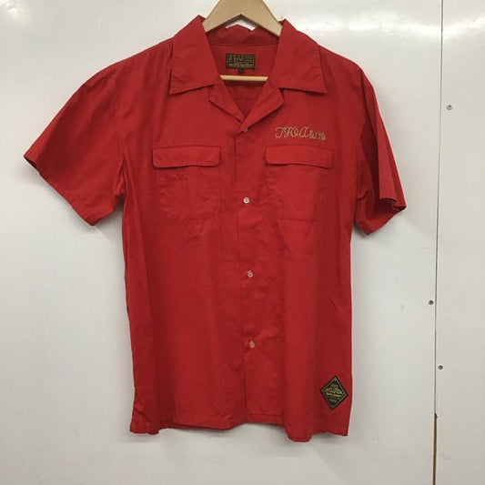 ザ フロント オブ アーマメント THE FRONT OF ARMAMENT シャツ、ブラウス 半袖 t.f.o.a 開襟シャツ オープンカラー バックロゴ XL 刺繍 赤 / レッド /  メンズ USED 古着 中古 10140196