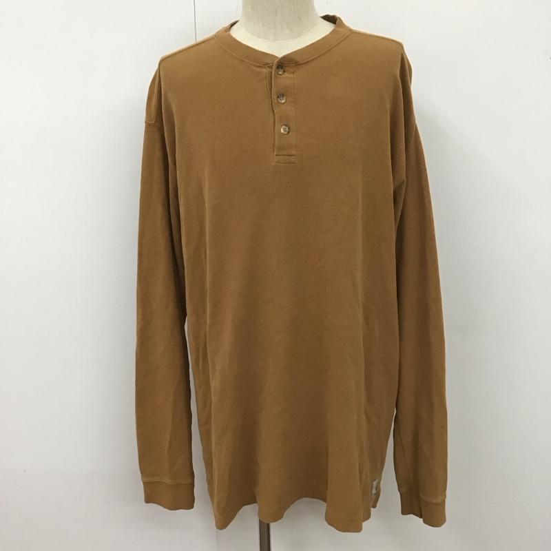 カーハート Carhartt カットソー 長袖 k200brn CottonLongSleeveHenleyShirt 長袖Tシャツ ヘンリーネックカットソー L 無地 茶 / ブラウン /  メンズ USED 古着 中古 10111630