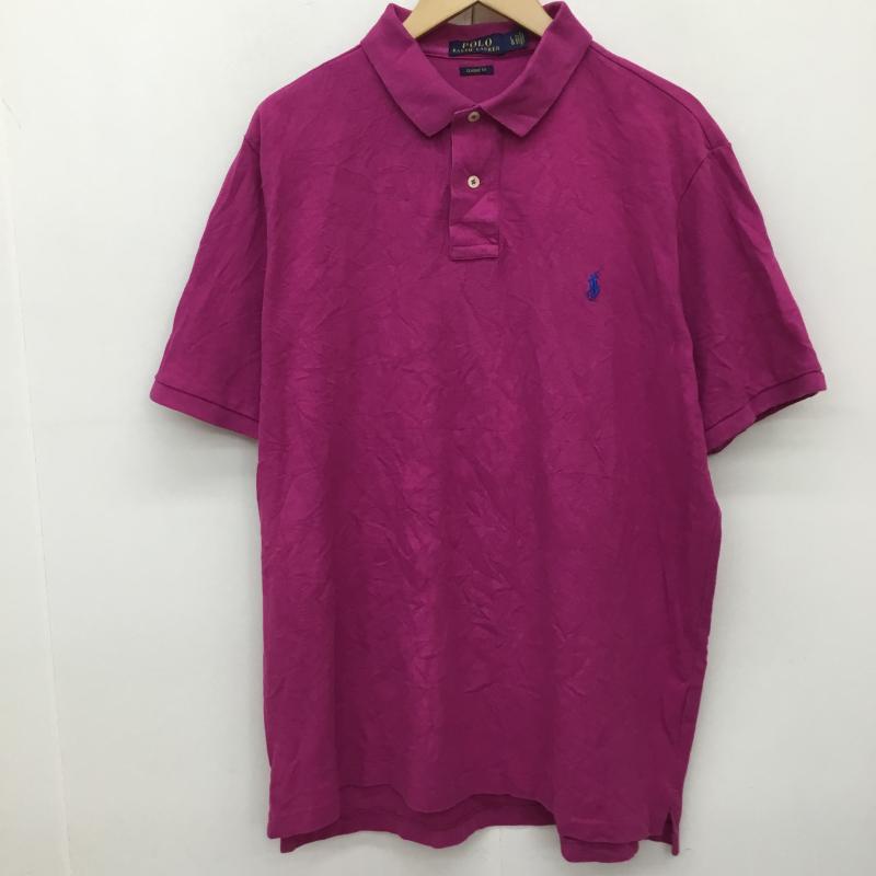 ポロラルフローレン POLO RALPH LAUREN ポロシャツ 半袖 L ロゴ、文字 桃 / ピンク /  メンズ USED 古着 中古 10133529
