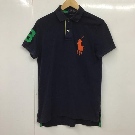ポロラルフローレン POLO RALPH LAUREN ポロシャツ 半袖 半袖ポロシャツ 半袖カットソー カラーシャツ S ロゴ、文字 紺 / ネイビー /  メンズ USED 古着 中古 10131499