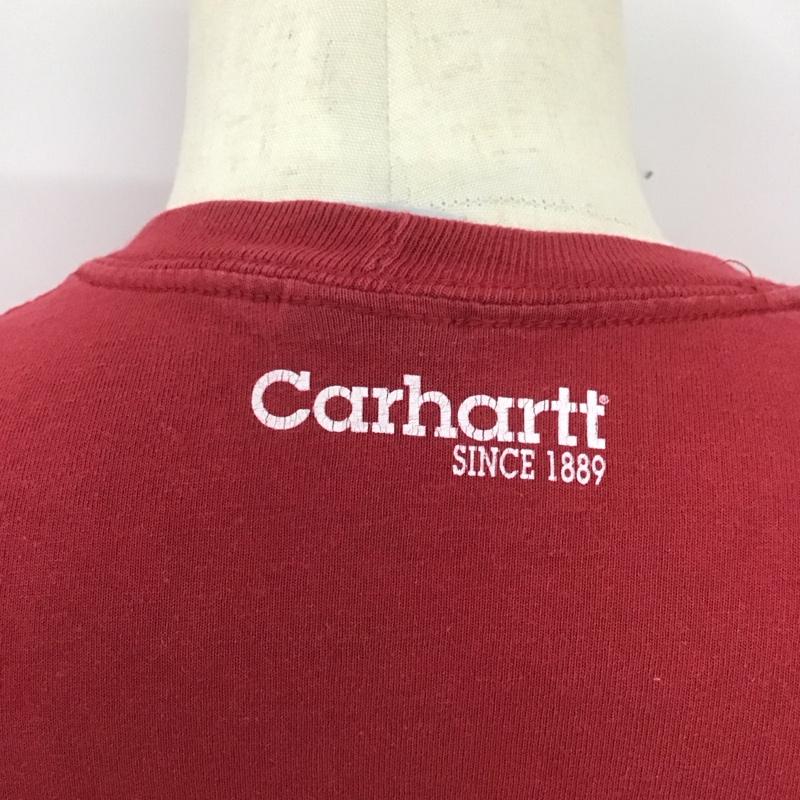 カーハート Carhartt カットソー 長袖 長袖カットソー プリントカットソー クルーネック XL ロゴ、文字 赤 / レッド /  メンズ USED 古着 中古 10126798