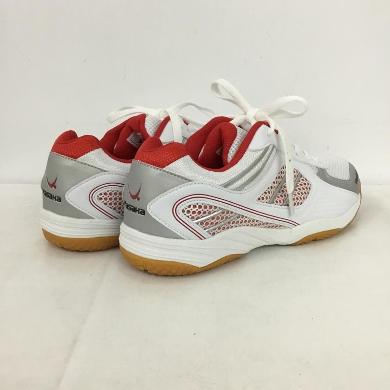 ヤサカ YASAKA スニーカー スニーカー E-200 ジェット インパクト 卓球シューズ 25cm 箱有 25.0cm ロゴ、文字 白 / ホワイト / X 赤 / レッド /  レディース USED 古着 中古 10147913