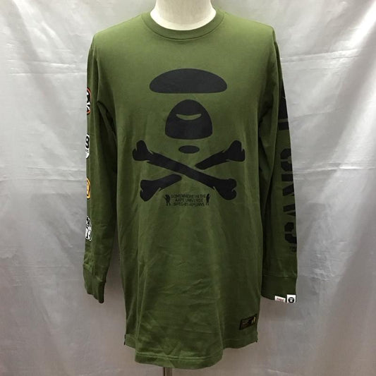 アベイシングエイプ A BATHING APE カットソー 長袖 長袖カットソー クルーネックカットソー ロングスリーブカットソー プリントTシャツ M プリント カーキ / カーキ /  メンズ USED 古着 中古 10121427