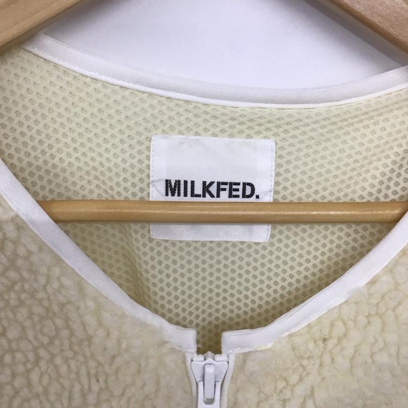 ミルクフェド MILKFED. ジャケット、上着 ジャケット、ブレザー 103203021005 BACK LOGO BOA ZIP UP V-NECK JACKET ボアジャケット ONE SIZE ロゴ、文字 アイボリー / アイボリー /  レディース USED 古着 中古 10147744