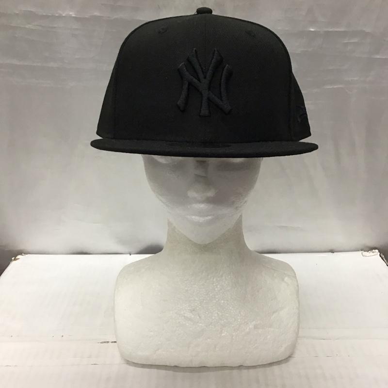 ニューエラ NEW ERA 帽子 キャップ NY ニューヨーク ヤンキース 59FIFTY タグ付き ロゴ、文字 黒 / ブラック /  メンズ USED 古着 中古 10122536