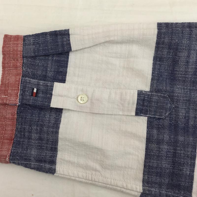 トミーヒルフィガー TOMMY HILFIGER シャツ、ブラウス 長袖 TOMMY HILFIGER 長袖シャツ XL ボーダー柄 白 / ホワイト / X 青 / ブルー / X 赤 / レッド /  メンズ USED 古着 中古 10128711